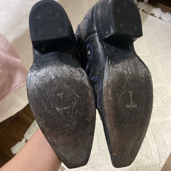 Boots Black and Blue Heeled Boots - Picture 13 of 13